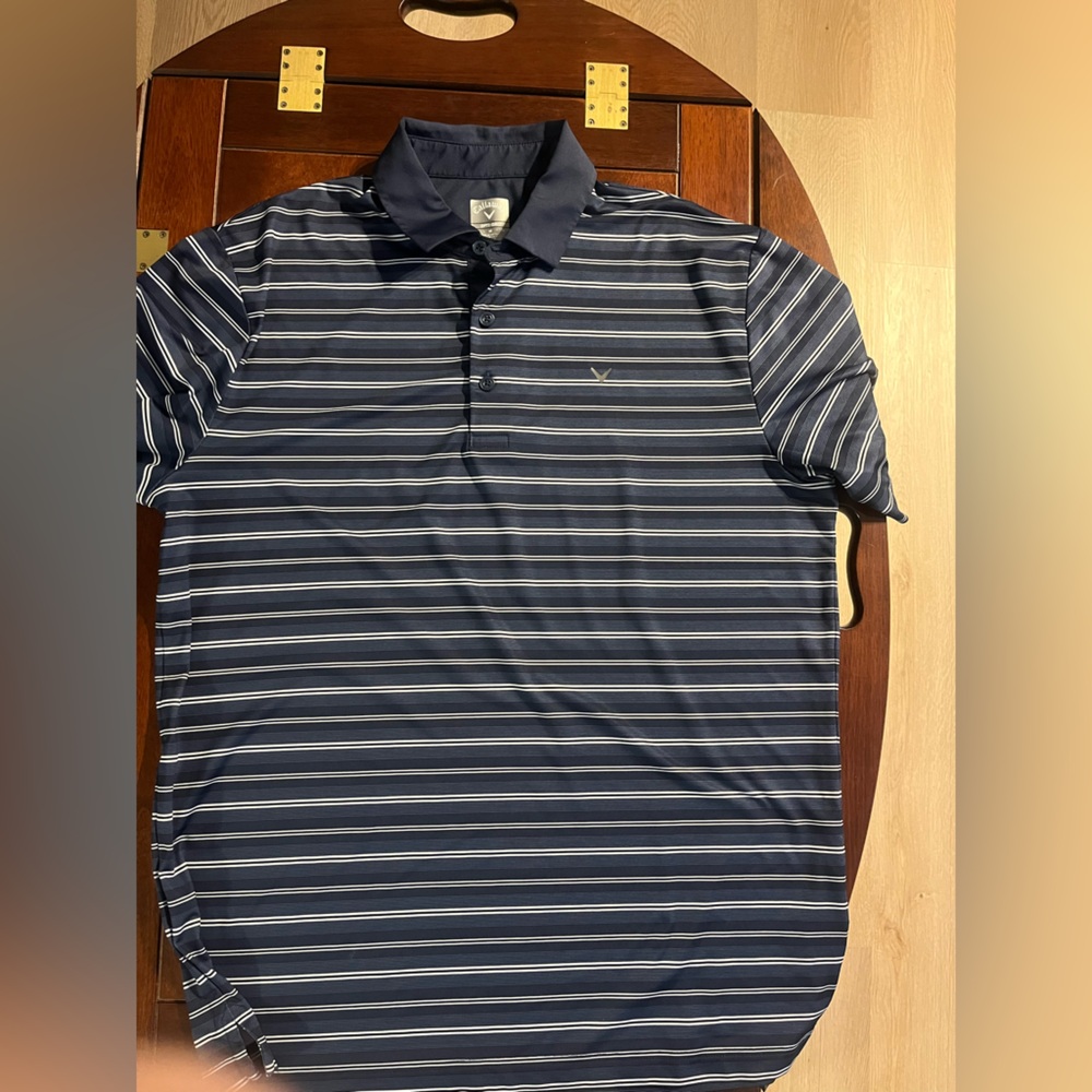 Callaway Dark Blue Polo with White Stripes